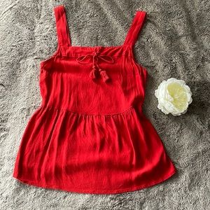 Banana Republic ❤️ Red Peplum Tank with Front Tie, XS